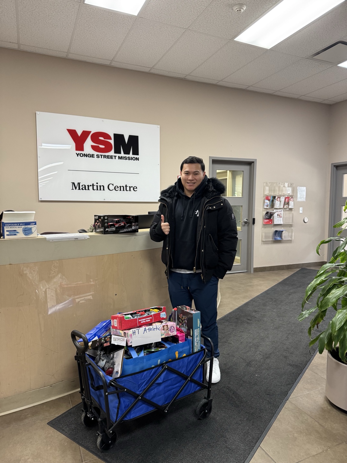 Donation delivery at a community centre