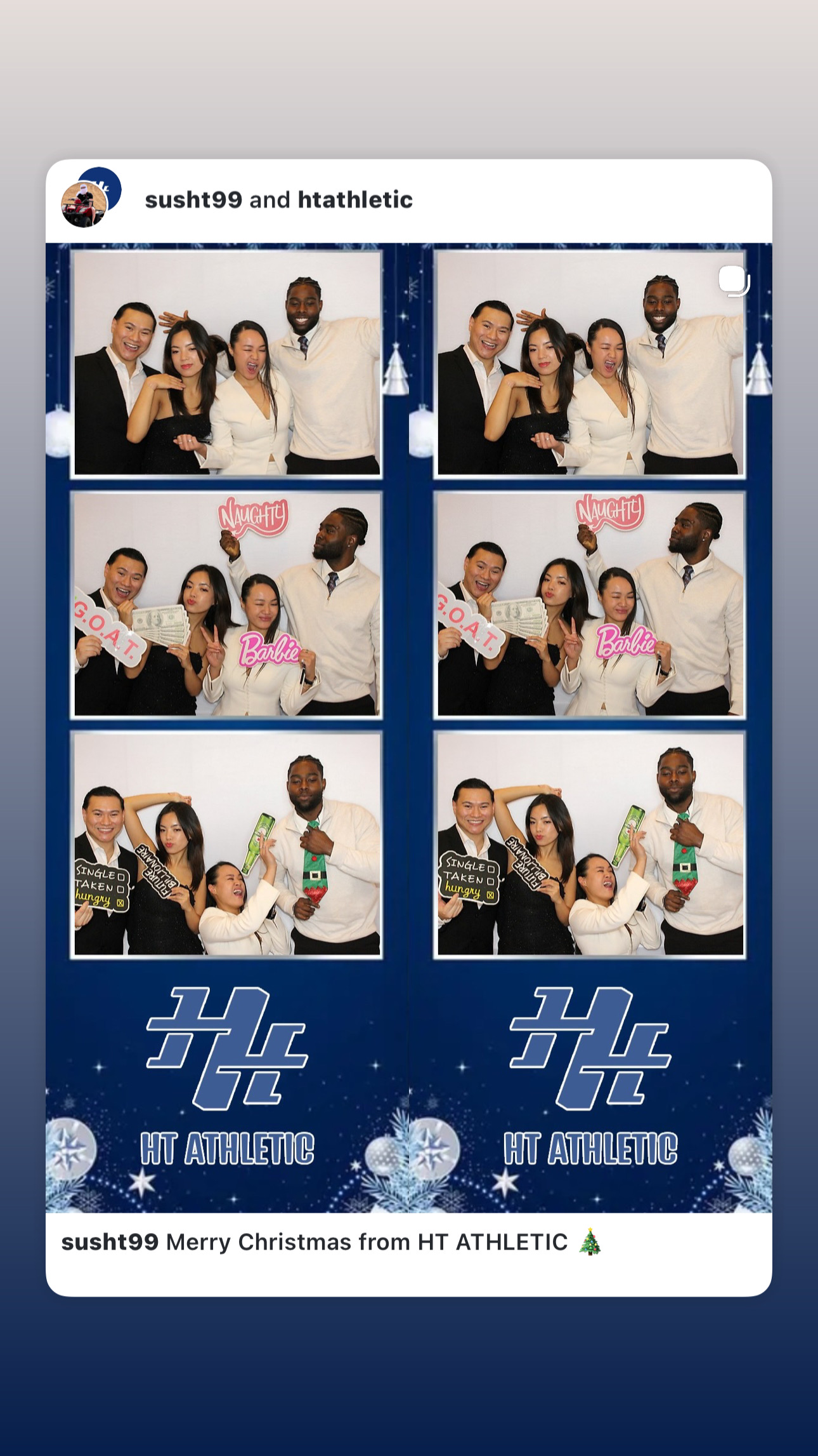 Photo booth collage of guests at an HT Athletic celebration