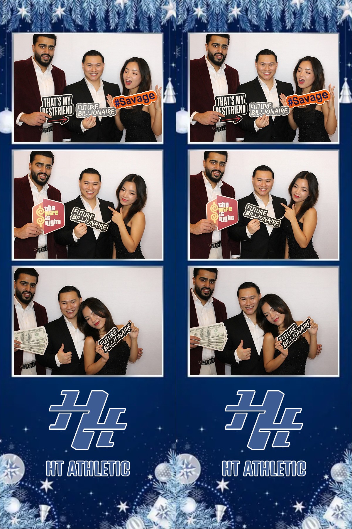 Photo booth collage of guests at an HT Athletic celebration
