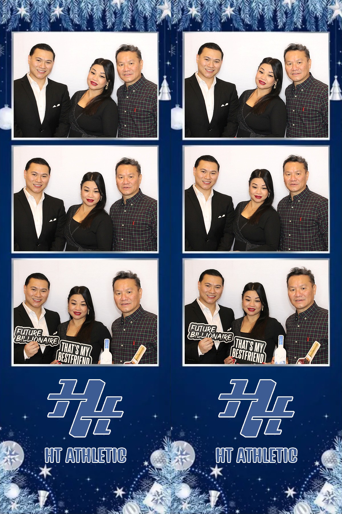Photo booth collage of guests at an HT Athletic celebration