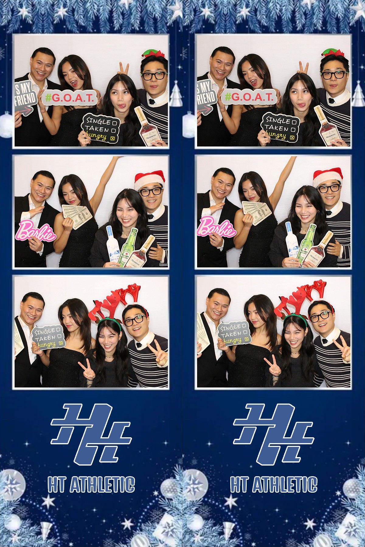 Photo booth collage of guests at an HT Athletic celebration