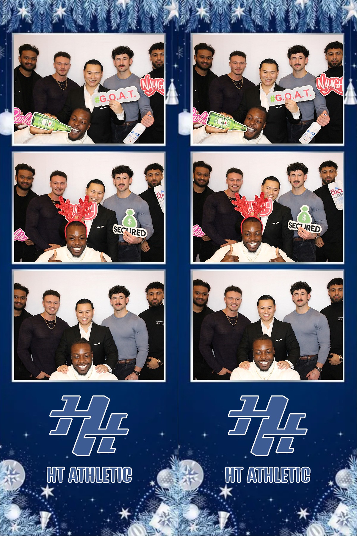 Photo booth collage of guests at an HT Athletic celebration
