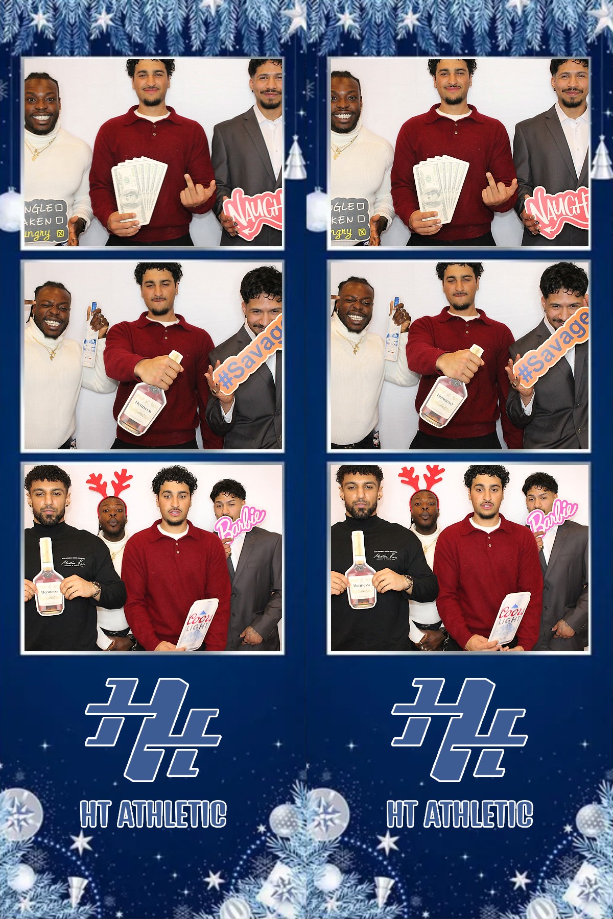 Photo booth collage of guests at an HT Athletic celebration