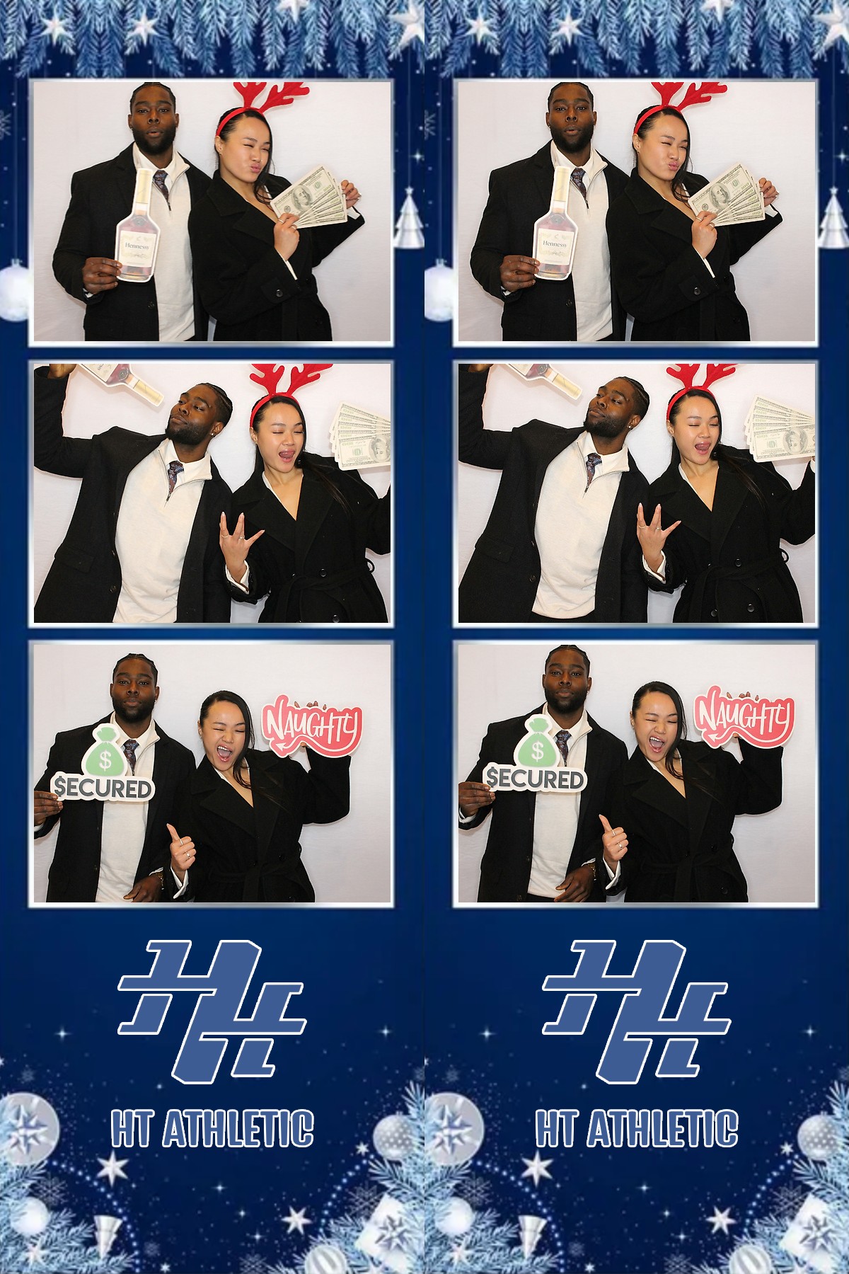 Photo booth collage of guests at an HT Athletic celebration