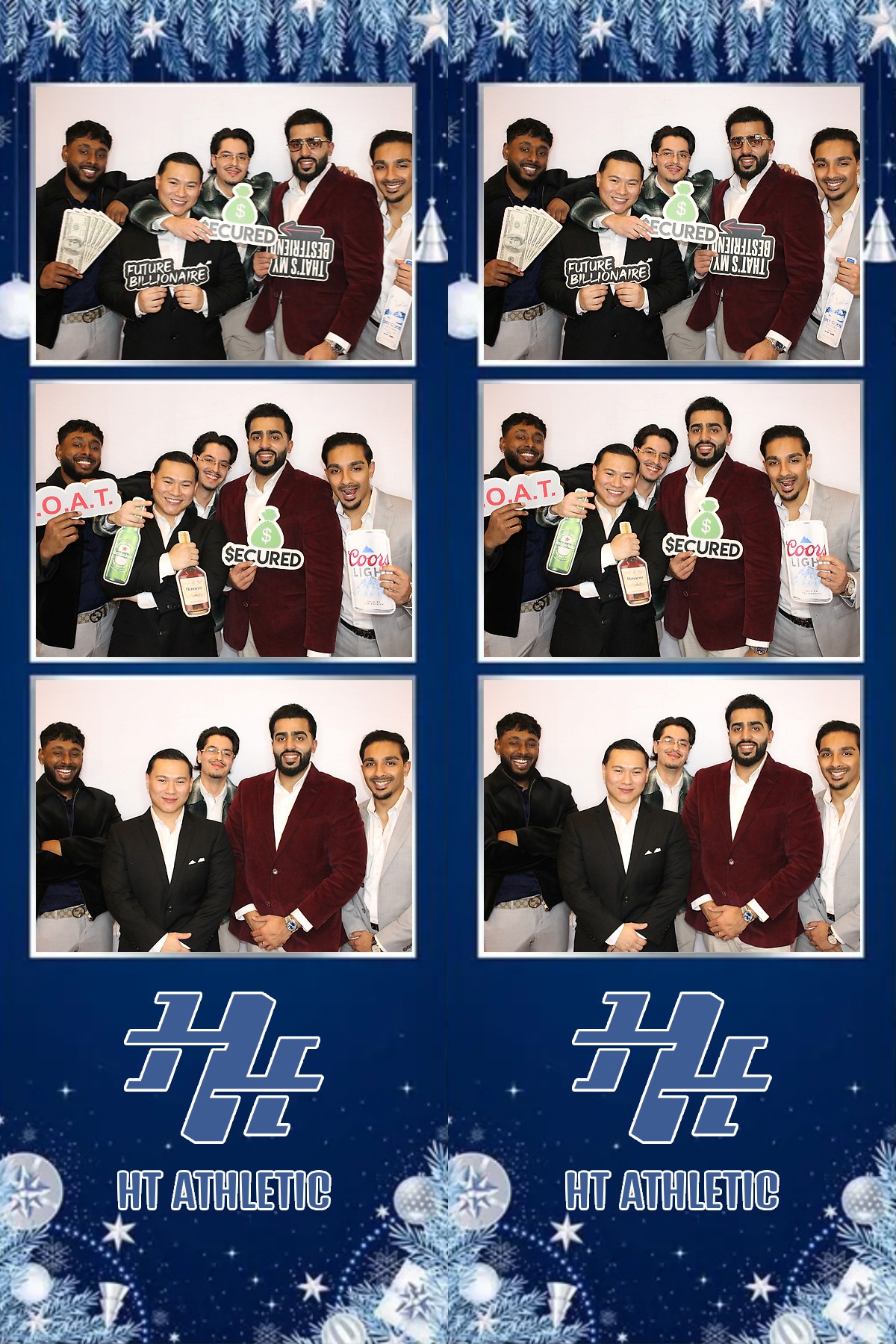 Photo booth collage of guests at an HT Athletic celebration