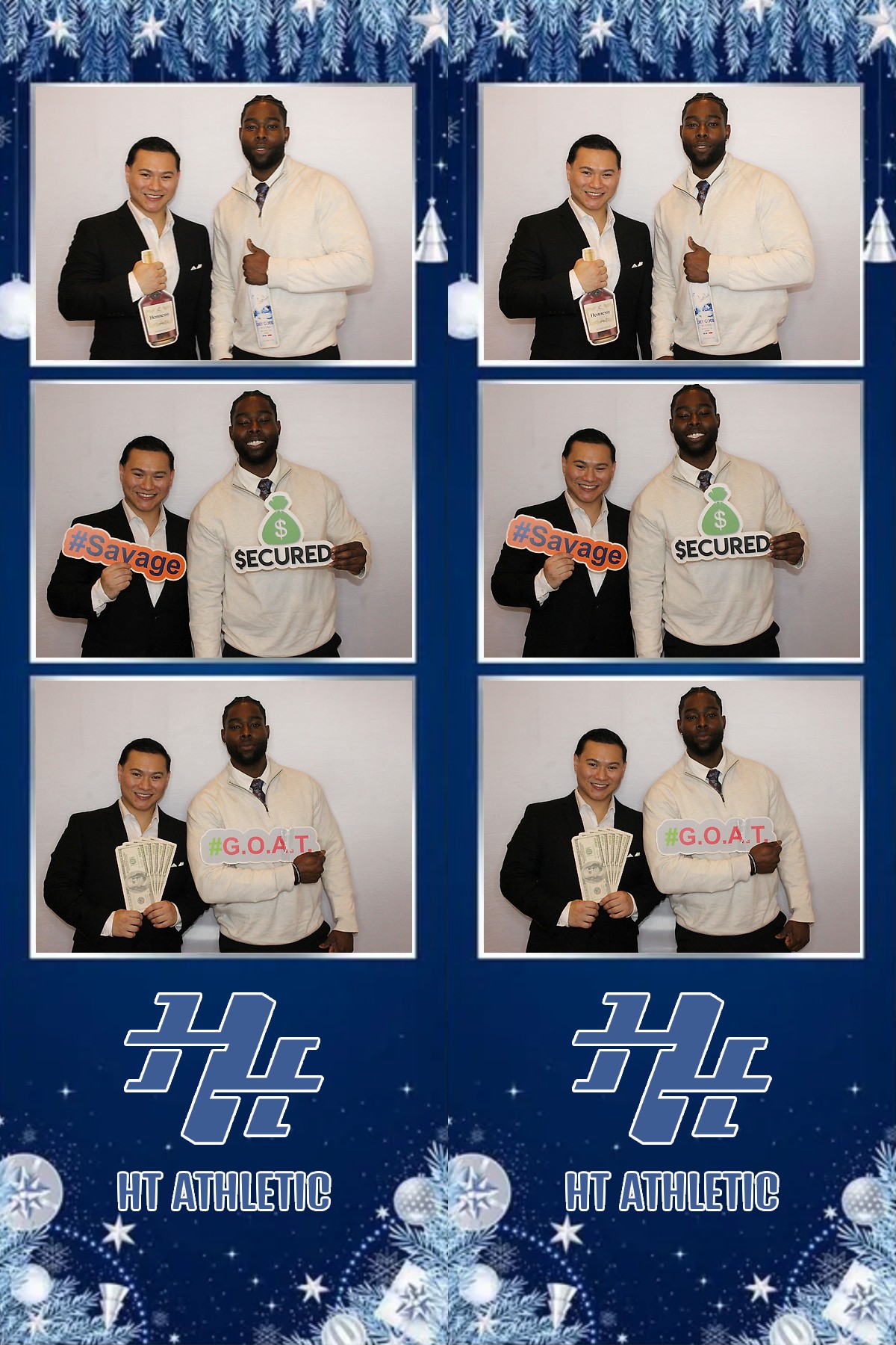 Photo booth collage of guests at an HT Athletic celebration