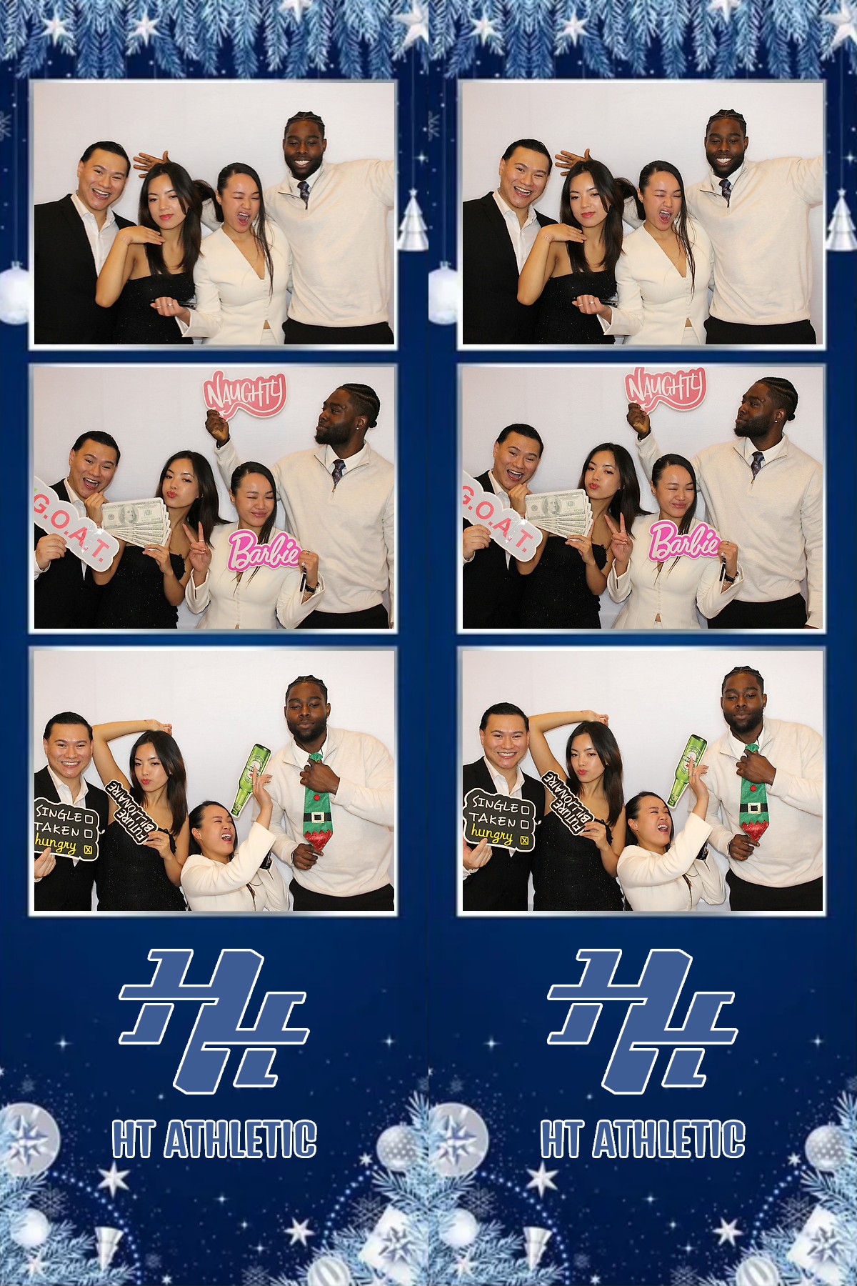 Photo booth collage of guests at an HT Athletic celebration