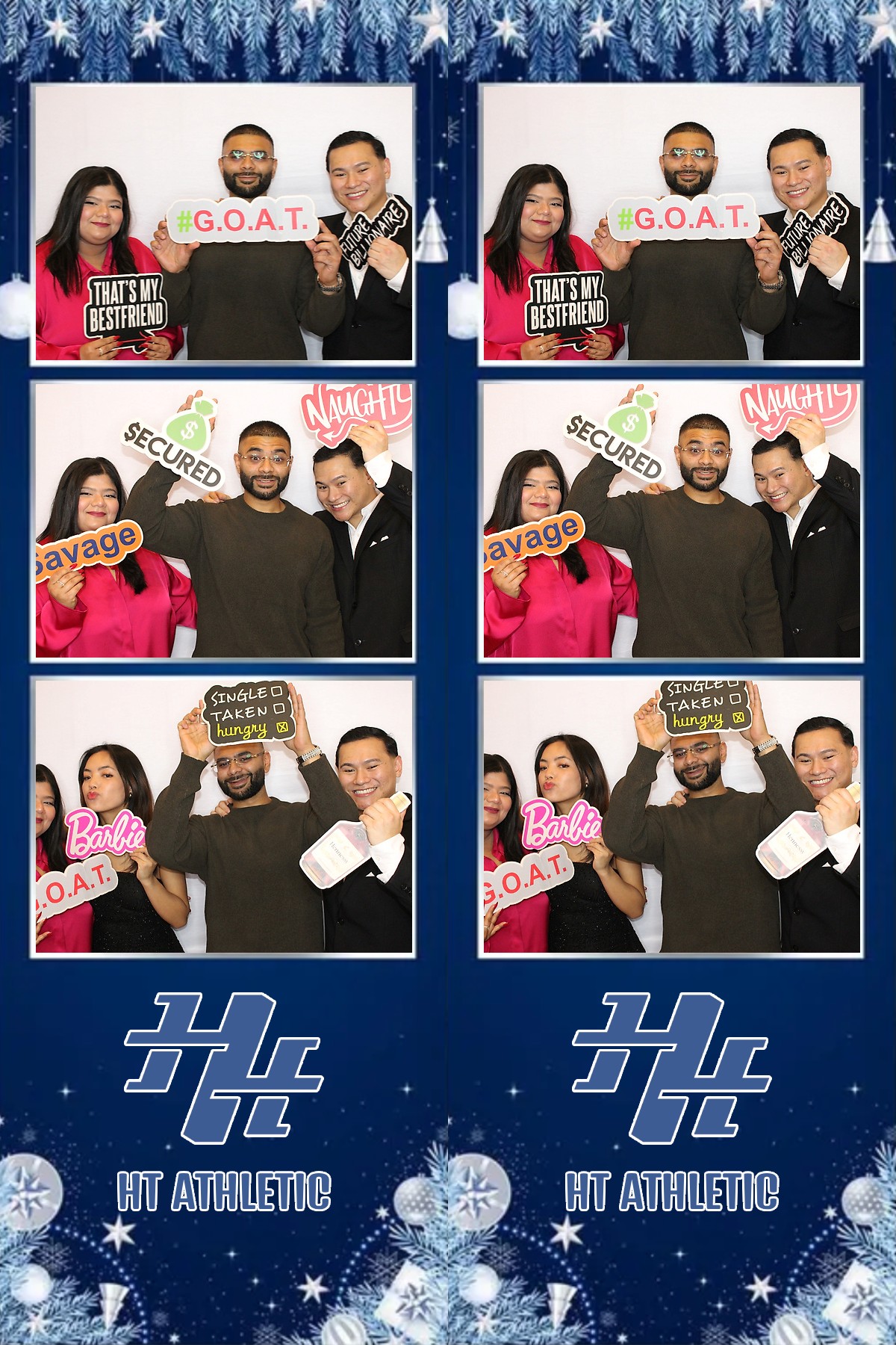 Photo booth collage of guests at an HT Athletic celebration